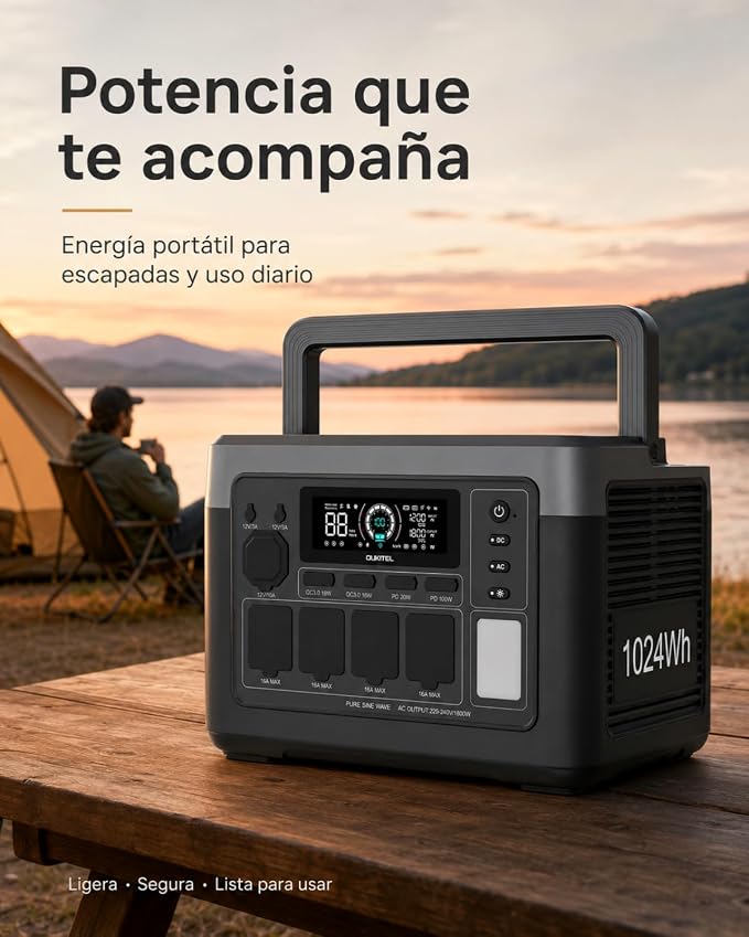 OUKITEL P1000PLUS: estación portátil de 1024 Wh y 1800 W